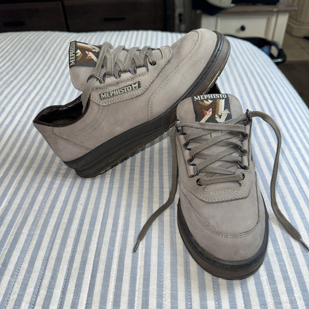Mephisto Women's  Comfort Walking Shoes Gray Nubuck Leather US 7.5 EU 40